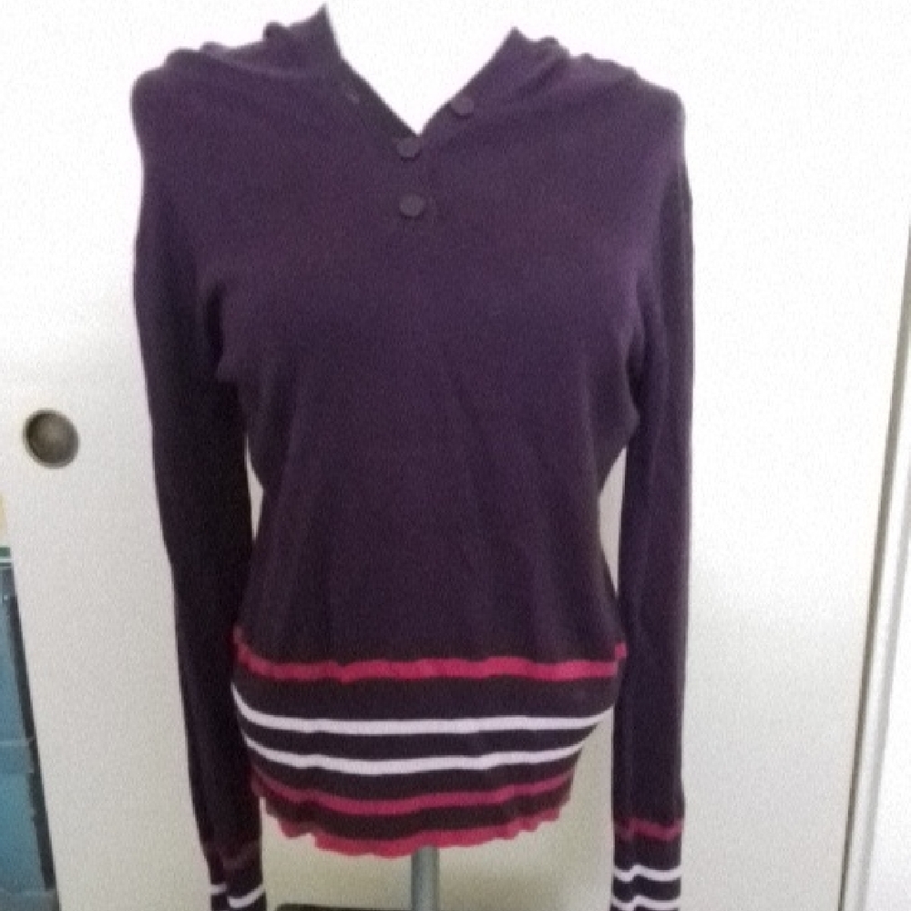 Elegant Purple Striped Women's Sweater